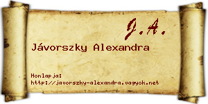 Jávorszky Alexandra névjegykártya